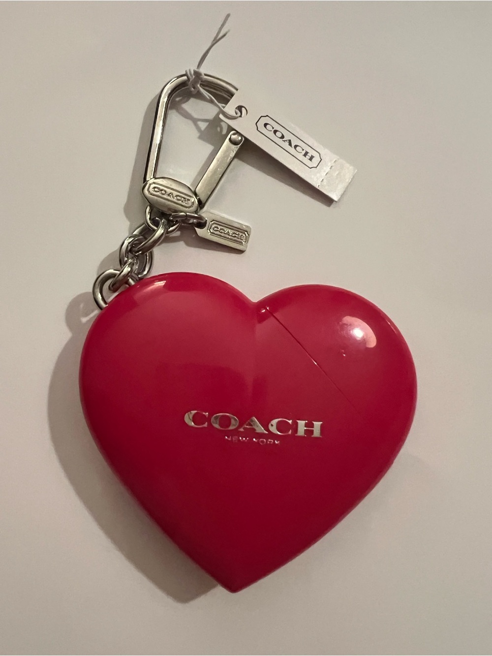 Rare Coach Pink Heart Keychain Fob USB Flash Drive Bag Charm Hangtag